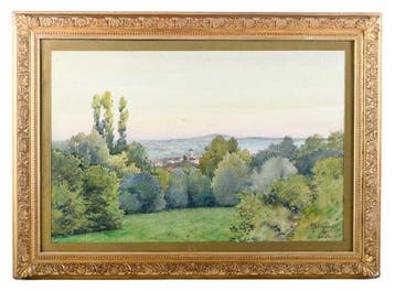 Gaston Bethune (1857-1897) - Panoramisch landschap bij