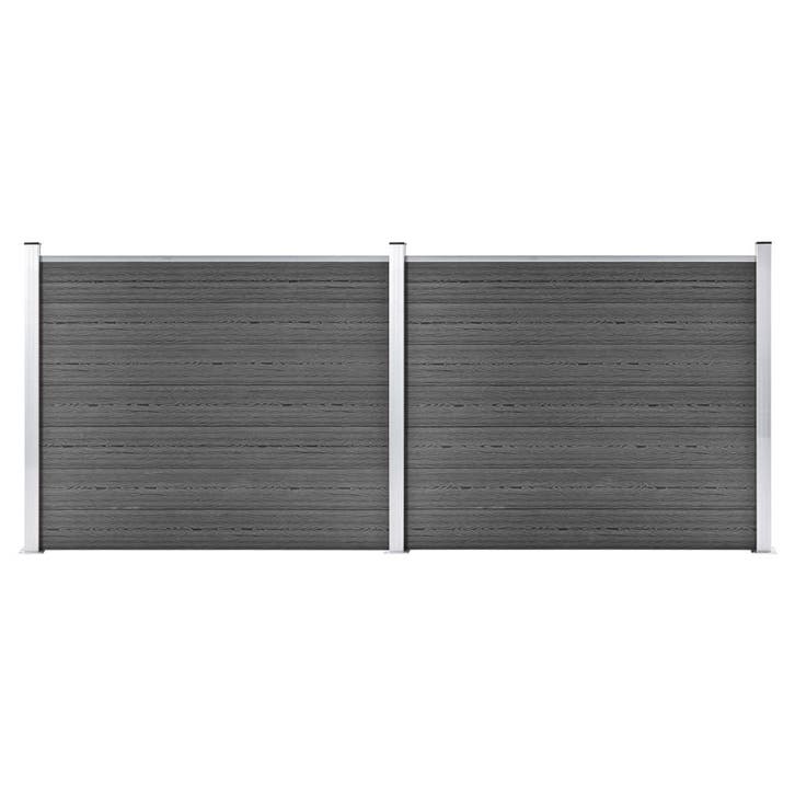 vidaXL Schuttingpanelenset 353x146 cm HKC zwart, Tuin en Terras, Tuinhekken en Hekwerk, Nieuw, Verzenden
