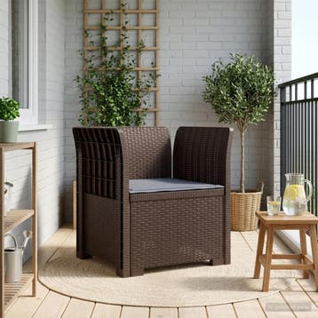 vidaXL Eén-zits Fauteuil met Kussen Rieten Look PP Bruin, Verzenden, Nieuw