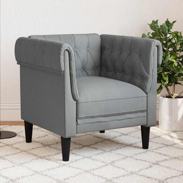 vidaXL Fauteuil Chesterfield-stijl stof lichtgrijs, Verzenden, Nieuw