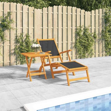 vidaXL Terrasstoel met tafel massief acaciahout en textileen, Verzenden