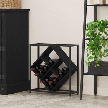 vidaXL Wijnrek 16 flessen Bewerkt hout Zwart Eiken, Verzenden, Nieuw