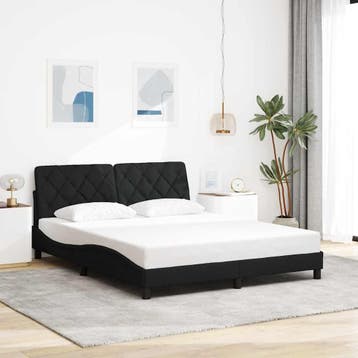 vidaXL Bedframe zonder matras stof zwart 160x200 cm, Verzenden