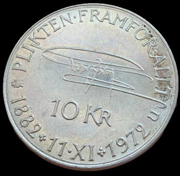 Zweden. Gustaf VI Adolf. 10 Kronor 1972 / 90th Birthday, Gestempeld
