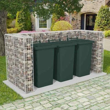 vidaXL Schanskorf drievoudige vuilnisbak ombouw 250x100x120, Doe-het-zelf en Bouw, Containers, Verzenden