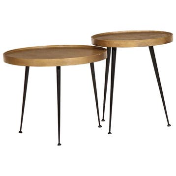 vidaXL Salontafel 2 stuks Gouden bewerkt hout, Huis en Inrichting, Tafels | Salontafels, Verzenden, Nieuw