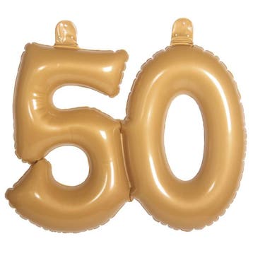 Opblaascijfer 50 Goud 45cm, Verzenden, Nieuw