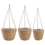 vidaXL Zeegras Plantenmanden 3 pcs Naturel Ø26 x 19 cm 100%, Tuin en Terras, Verzenden, Nieuw