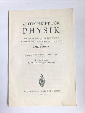 R.DE L.KRONIG - R. de L. Kronig - Zur Theorie der, Antiek en Kunst