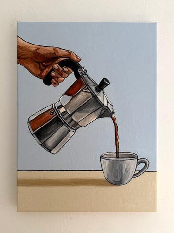 Cansu Rossi - Coffee Pour VII - Oil painting