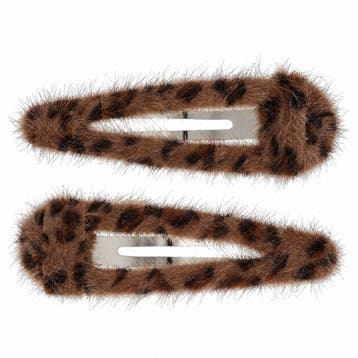 Haarspeld Klikklak 7cm - Panterprint - Bruin Donkerbruin - 2