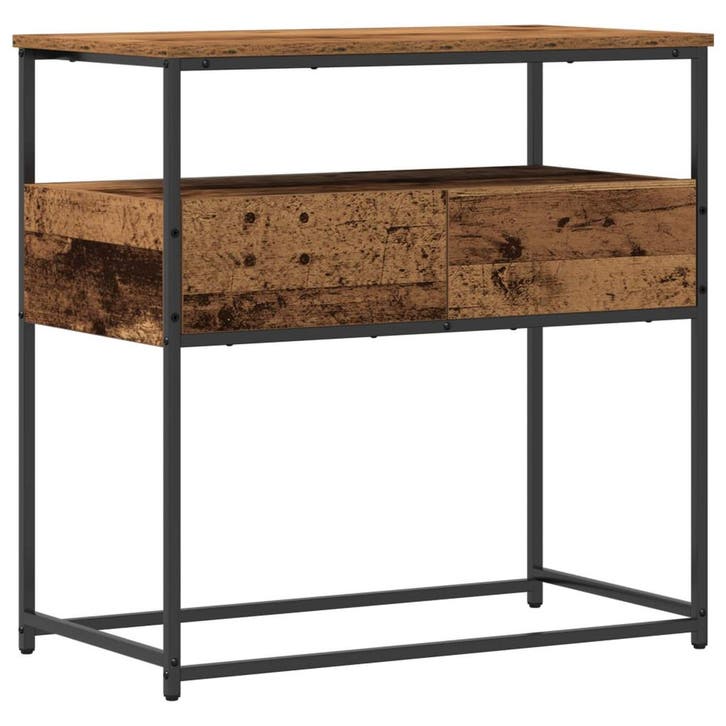 vidaXL Wandtafel met lade Oud Hout 75 x 40 x 75 cm Bewerkt, Huis en Inrichting, Slaapkamer | Nachtkastjes, Nieuw, Verzenden
