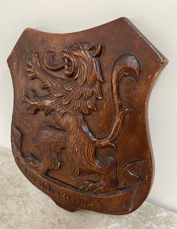 Decoratief ornament - België - Oud Wapenschild Leeuw, Antiek en Kunst