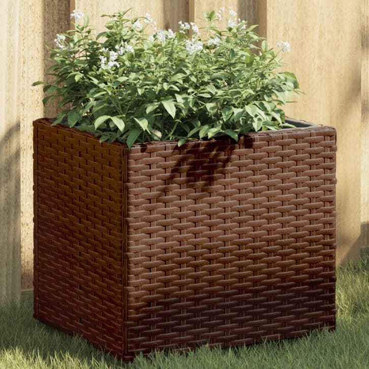 vidaXL Plantenbak 36x30x32 cm poly rattan bruin, Tuin en Terras, Bloempotten, Nieuw, Verzenden