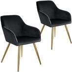 tectake Eetkamerstoel Marilyn fluweellook, gouden poten - zw, Huis en Inrichting, Stoelen, Verzenden, Nieuw