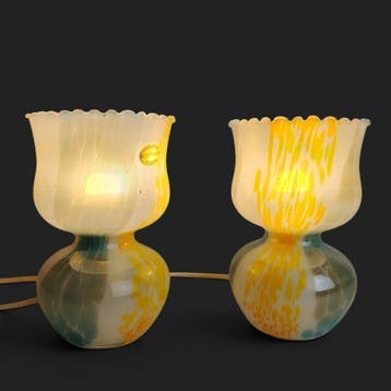 Lampe de table (2) - Verre - Paire de lampes