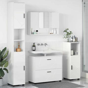 vidaXL Badkamermeubel Set 4 st Hoogglans wit 35 x 30 x 192, Verzenden, Nieuw