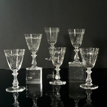 Val Saint Lambert - Drinkservies (6) - Louis XV zuurgeëtste