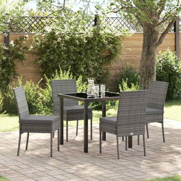 vidaXL Tuin Eettafel Set 5 pcs Grijs Gepoedercoat staal, Verzenden, Nieuw