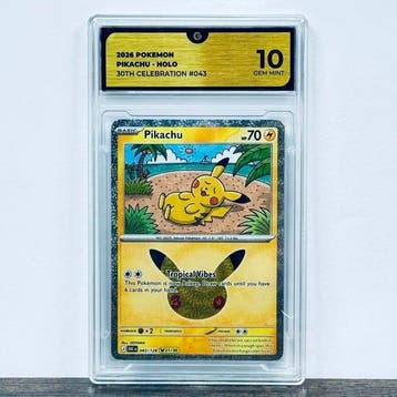 Pokémon Graded card - Pikachu Holo 043 - 30th Anniversary –