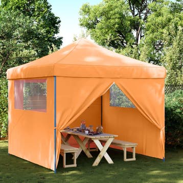 vidaXL Partytent inklapbaar pop-up met 4 zijwanden oranje, Verzenden, Nieuw