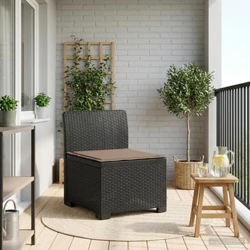 vidaXL Eén-zits Tuin Sofa met Kussen Rieten Look PP, Tuin en Terras, Verzenden, Nieuw