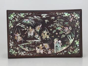 Boîte - Bois - boîte incrustée de nacre, Antiquités & Art