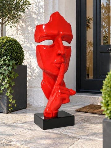 Beeld, artistic Statue head on block  THE SILENCE  102