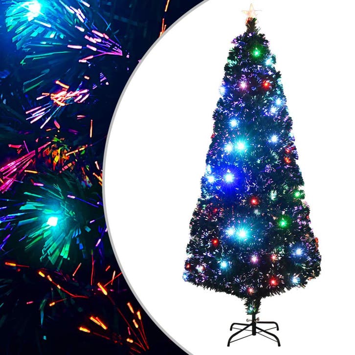 vidaXL Voorverlichte kerstboom met standaard en LED 210 cm, Divers, Noël, Envoi