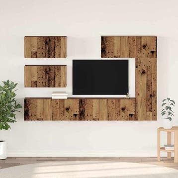 vidaXL Tv-meubelset 6 st Oud Hout Bewerkt hout, Verzenden