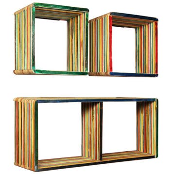 vidaXL Wandschappenset massief gerecycled teakhout, Verzenden, Nieuw