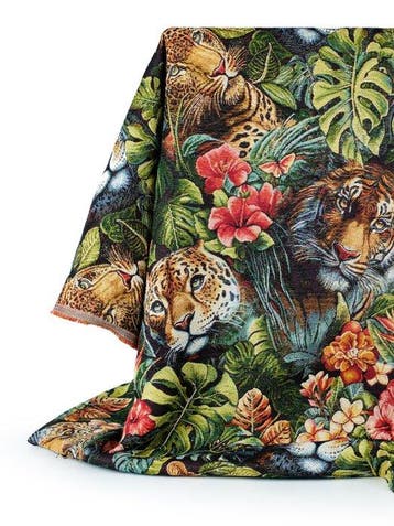 Giungla Felina: 5,00 x 1,40 meter Exclusief Gobelin Jacquard