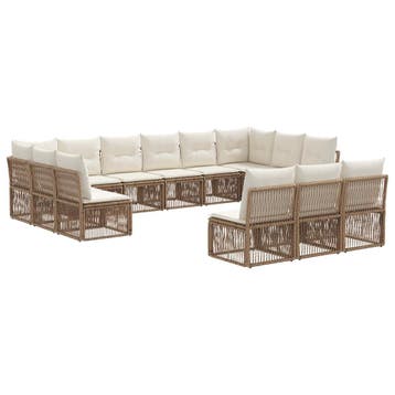 vidaXL Tuinbank Set 13 pcs Beige poly rattan, Verzenden, Nieuw