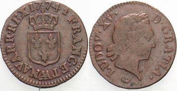 Liard 1774 Aa Metz Frankreich Ludwig Xv 1715-1774, Postzegels en Munten, Verzenden, België