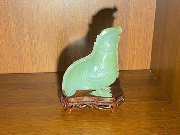 sculptuur, FENICE IN NEFRITE GIADA - 16 cm - Giada Nefrite -
