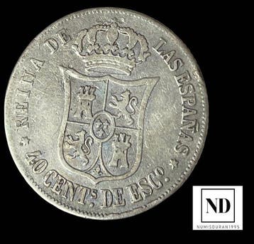 Koninkrijk Spanje. Isabel II. 40 centimos de escudo 1866 -