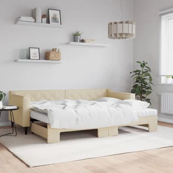 vidaXL Slaapbank met onderschuifbed en matrassen 80x200 cm, Verzenden, Nieuw