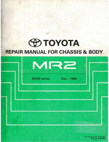 1990 TOYOTA MR2 CHASSIS & CAROSSERIE (SUPPLEMENT)