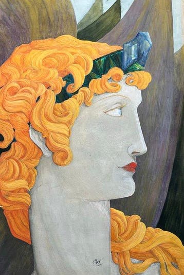 Franse school (XIX) - Portrait symboliste aux cheveux roux