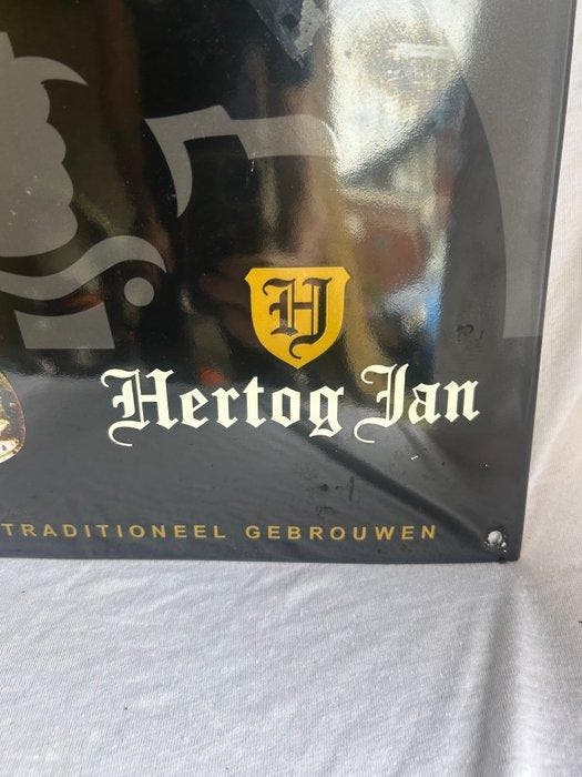 Groot Geëmailleerd Reclamebord – Hertog Jan – Willems, Antiek en Kunst, Antiek | Wandborden en Tegels