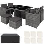 tectake Wicker zitgroep Manhattan 4+4+1 met aluminium frame, Verzenden, Nieuw