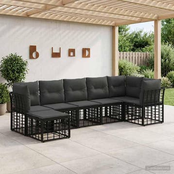 vidaXL Buiten bank set Zwart Polyester, Verzenden, Nieuw