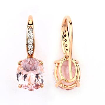 Oorbellen - 14 karaat Roségoud - 4.39ct. tw. Morganiet -, Nieuw