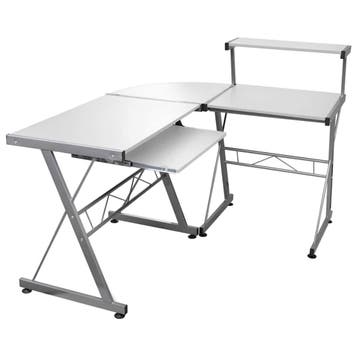 vidaXL Hoekbureau 132x112x99 cm bewerkt hout wit, Huis en Inrichting, Verzenden, Nieuw