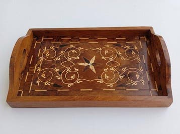 Plateau de Service à Marqueterie Artisanale - Plateau - Bois