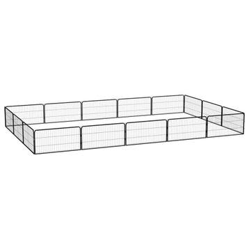 vidaXL Hondenkennel 16 panelen 100x50 cm gepoedercoat staal, Verzenden, Nieuw