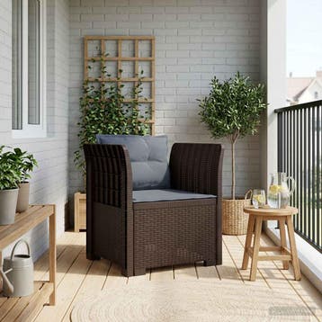 vidaXL Eén-zits Fauteuil met Kussens Rieten Look PP Bruin, Verzenden, Nieuw