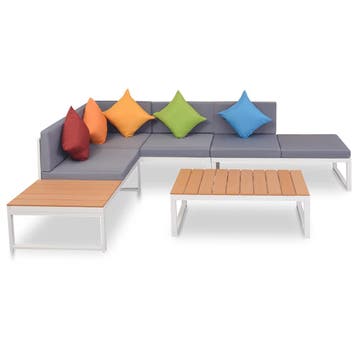 vidaXL 4-delige Loungeset met kussens aluminium en HKC, Tuin en Terras, Verzenden, Nieuw, Loungeset