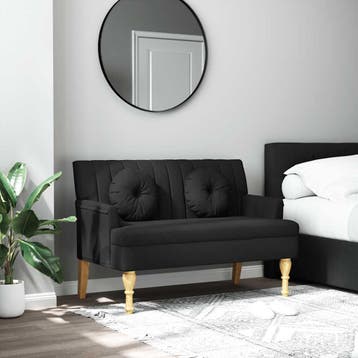 vidaXL Bankje met kussens 113x64,5x75,5 cm stof zwart, Huis en Inrichting, Verzenden, Nieuw