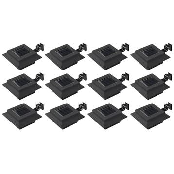vidaXL Solarlampen 12 st LED vierkant 12 cm zwart, Tuin en Terras, Verzenden, Nieuw